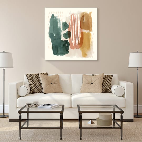 Empire Art Direct 38" x 38" Ochre Echo III Free Floating Tempered Glass Wall Art